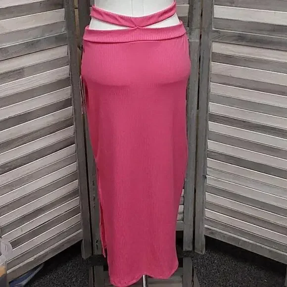 Women's Cross Waist Rib-Knit Midi Skirt | Future Collective | Small - Picture 4 of 12